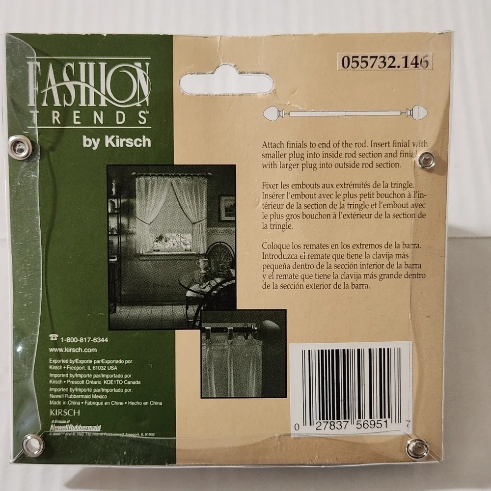 Fashion Trends by Kirsch Decorative Curtain Rod Finials Acorn Style Set 2 NWT